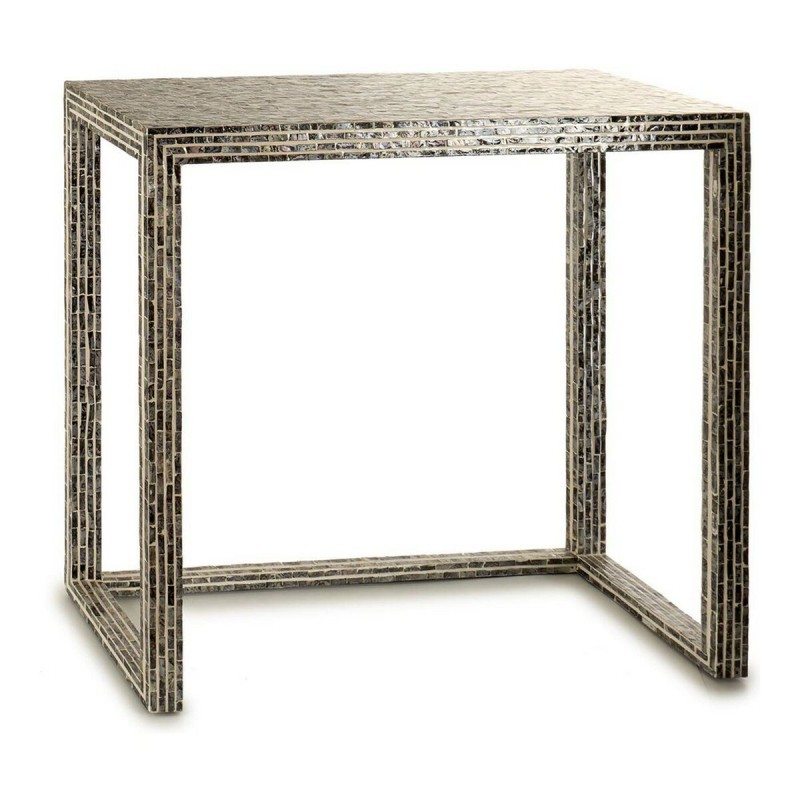 Table Gris Meuble d'Entrée Nacre noire DM (30,5 x 78 x 90,5 cm)