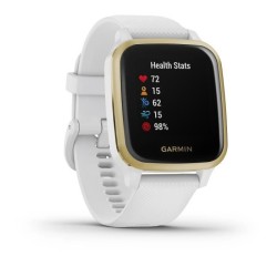 GARMIN Venu Sq - Montre connectée santé et bien-etre - Light Gold - Bracelet blanc