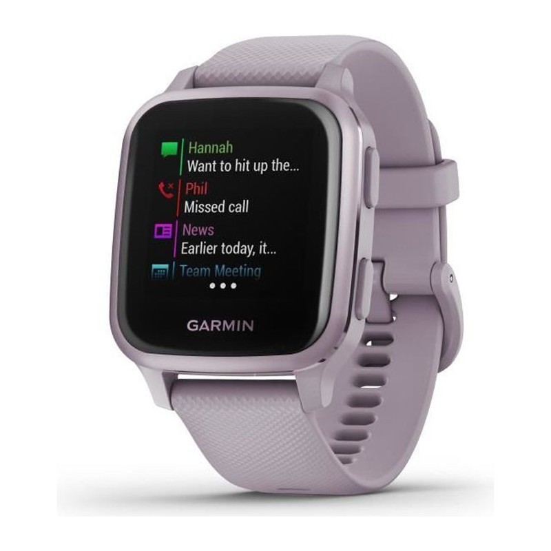 GARMIN Venu Sq - Montre GPS de sport connectée santé et bien-etre - Lavande - Bracelet rose