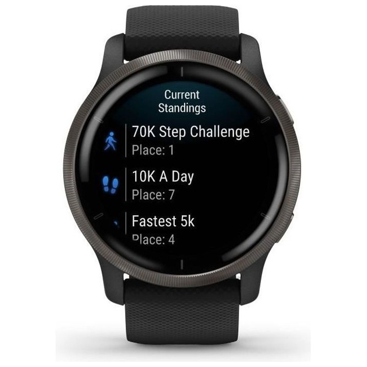 GARMIN Venu 2 - Montre connectée GPS - Gray - Bracelet noir