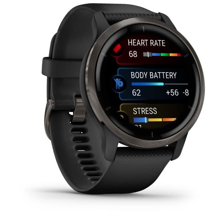 GARMIN Venu 2 - Montre connectée GPS - Gray - Bracelet noir