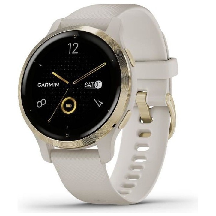 GARMIN - Venu 2S - Montre connectée - Light Gold - Bracelet beige
