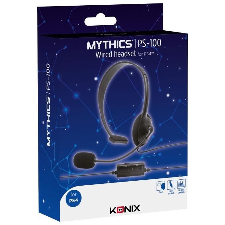 Casque Konix Micro Monaural jack 3.5mm PS-100 pour PS4