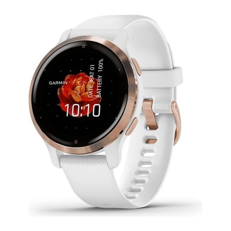 GARMIN Venu 2S - Montre connectée GPS - Rose Gold - Bracelet blanc