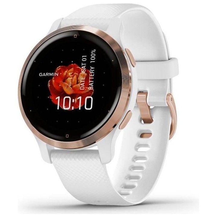 GARMIN Venu 2S - Montre connectée GPS - Rose Gold - Bracelet blanc