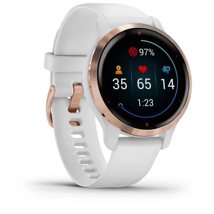 GARMIN Venu 2S - Montre connectée GPS - Rose Gold - Bracelet blanc