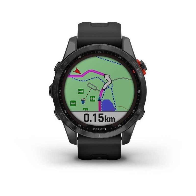 Montre GPS connectée - GARMIN - Fenix 7S Solar - Gris avec bracelet noir