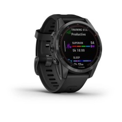 Montre GPS connectée - GARMIN - Fenix 7S Solar - Gris avec bracelet noir