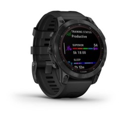 Montre GPS connectée - GARMIN - Fenix 7 Solar - Gris avec bracelet noir