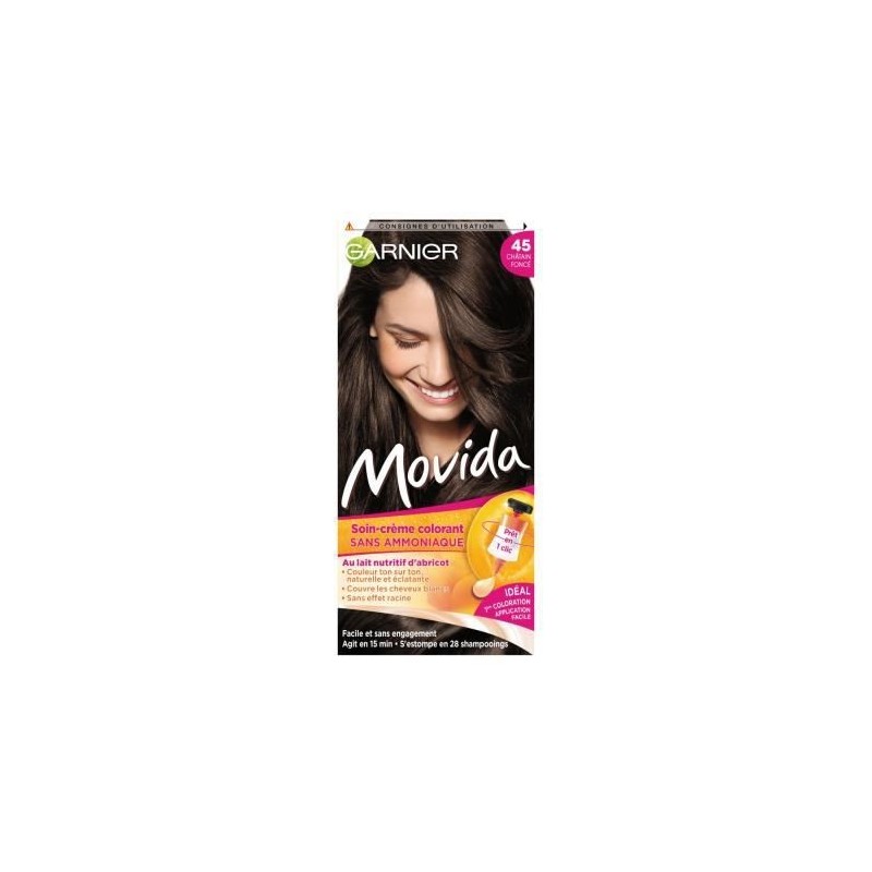 Soin-creme GARNIER Movida Colorant - Sans ammoniaque - 45 Chatain Foncé