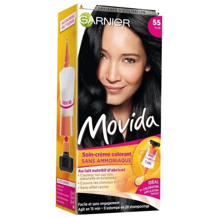 Soin-creme Movida GARNIER Colorant Sans Ammoniaque 55 - Noir