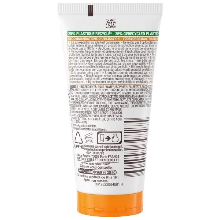 Lait protecteur visage et corps - GARNIER - Ambre Solaire - Hydra 24H