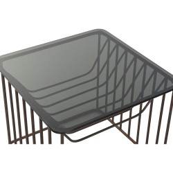 Set de 2 Tables Gigognes DKD Home Decor Noir Cuivre Métal Verre 52 x 52 x 44 cm