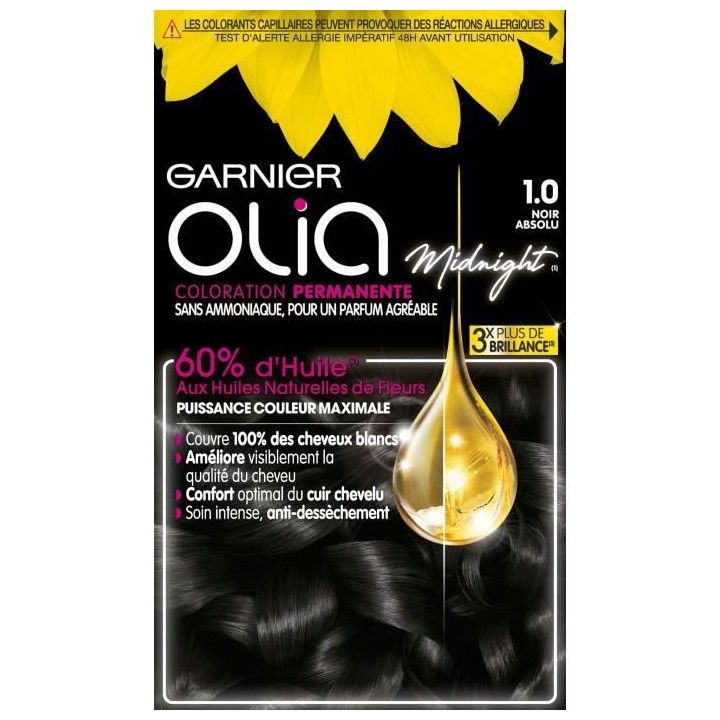 Coloration Permanente Olia GARNIER 1.0 Noir Absolu