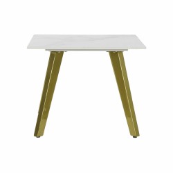 Table d'appoint DKD Home Decor Céramique Doré Métal Blanc Moderne (60 x 60 x 48 cm)