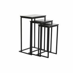 Set de 3 Tables Gigognes DKD Home Decor 40 x 26 x 65 cm Noir Métal Marbre