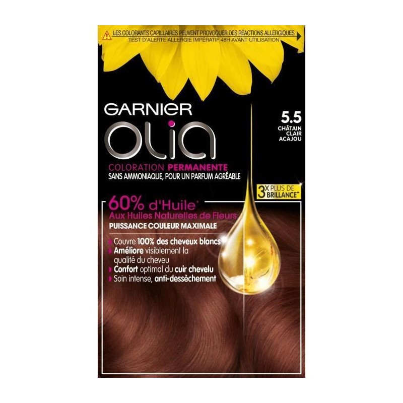 Coloration Permanente Olia GARNIER - Sans ammoniaque - 5.5 Châtain Clair Acajou