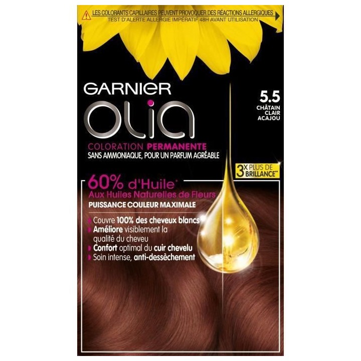 Coloration Permanente Olia GARNIER - Sans ammoniaque - 5.5 Châtain Cl