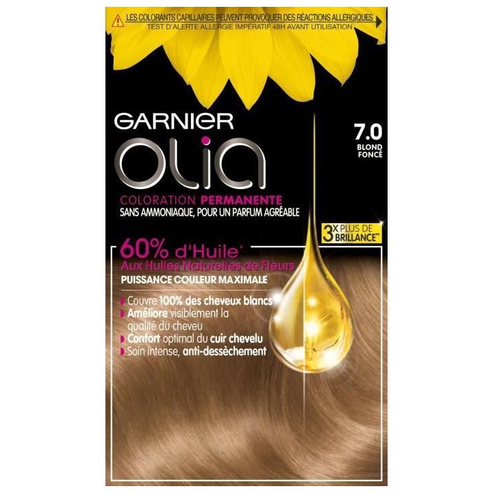Coloration Permanente Olia GARNIER - Sans Ammoniaque - 7.0 Blond Fonce