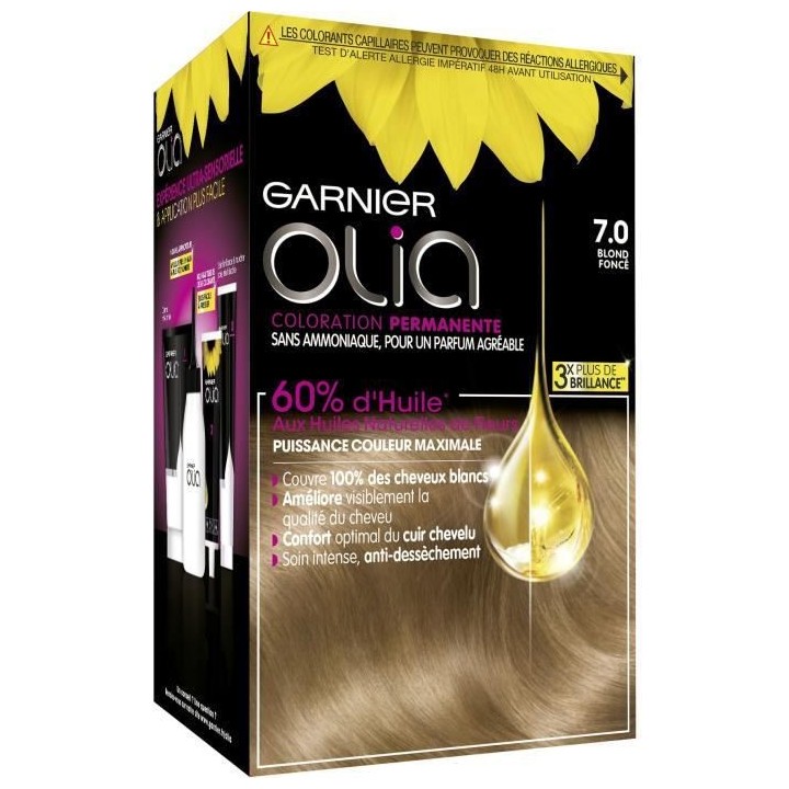 Coloration Permanente Olia GARNIER - Sans Ammoniaque - 7.0 Blond Fonce
