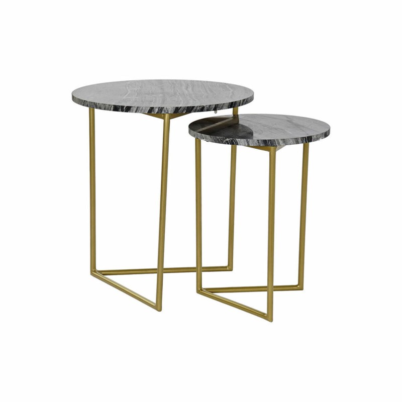 Set de 2 Tables Gigognes DKD Home Decor Noir Doré Métal Marbre 40 x 40 x 45 cm