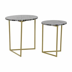 Set de 2 Tables Gigognes DKD Home Decor Noir Doré Métal Marbre 40 x 40 x 45 cm