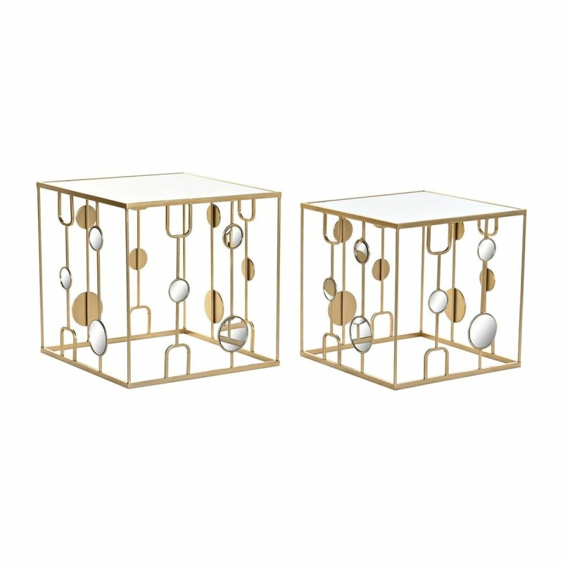 Set de 2 Tables Gigognes DKD Home Decor Doré Métal Miroir 50 x 50 x 50 cm