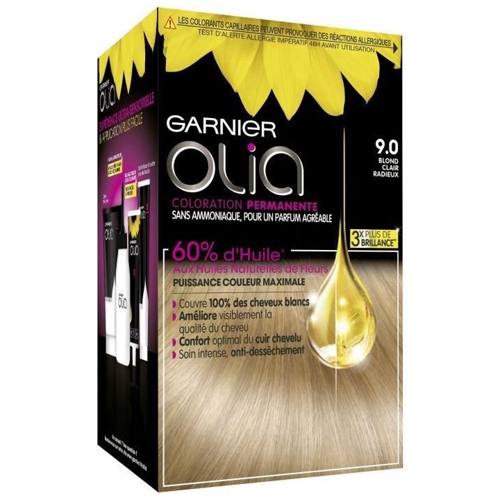 Coloration permanente Olia 9.0 GARNIER - Blond Clair Radieux