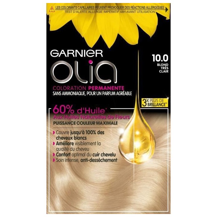 Coloration Permanente Olia GARNIER Sans Ammoniaque - 10.0 Blond Tres C