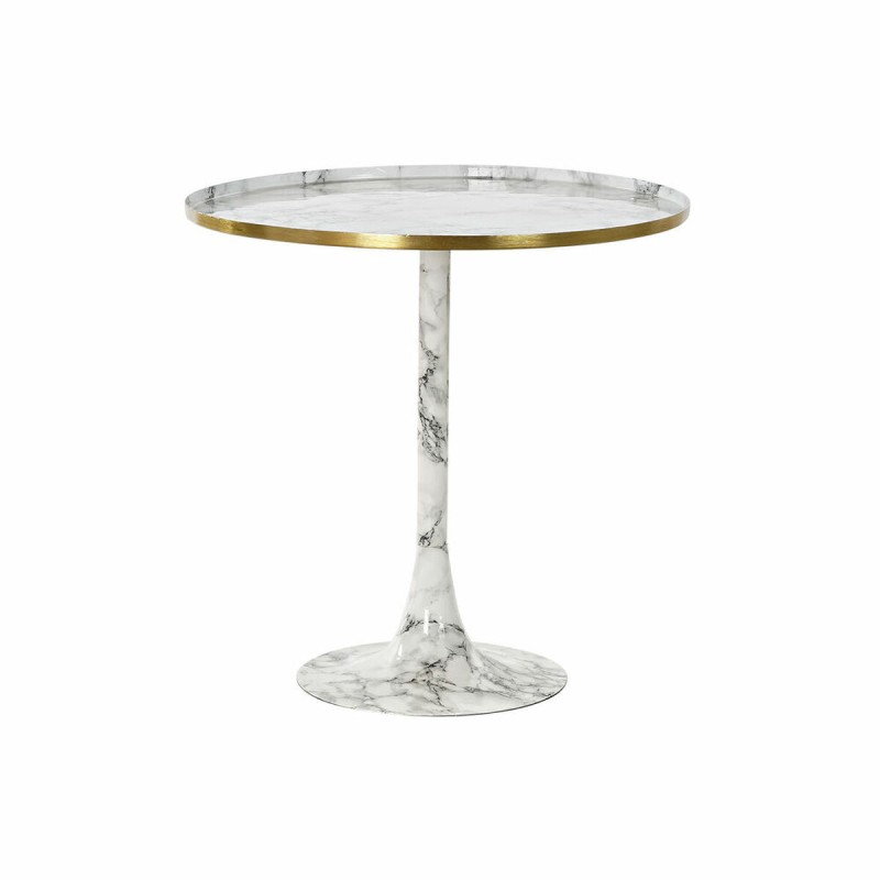 Table d'appoint DKD Home Decor Doré Aluminium Blanc Marbre (51 x 51 x 51 cm)