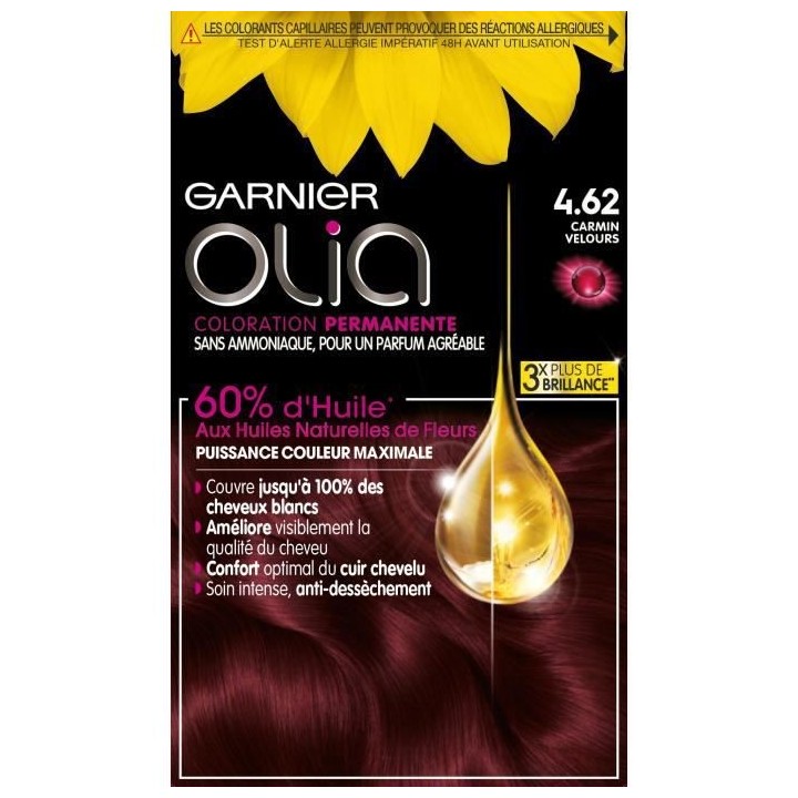 Coloration permanente Olia GARNIER N°4.62 Carmin velours