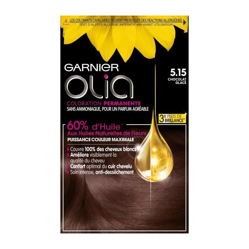 Coloration Permanente Olia GARNIER - Sans ammoniaque - 5.15 Chocolat Glacé