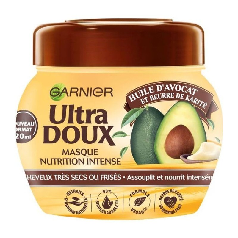 Masque GARNIER Ultra Doux a l'huile d'avocat et beurre de karité - 320 ml