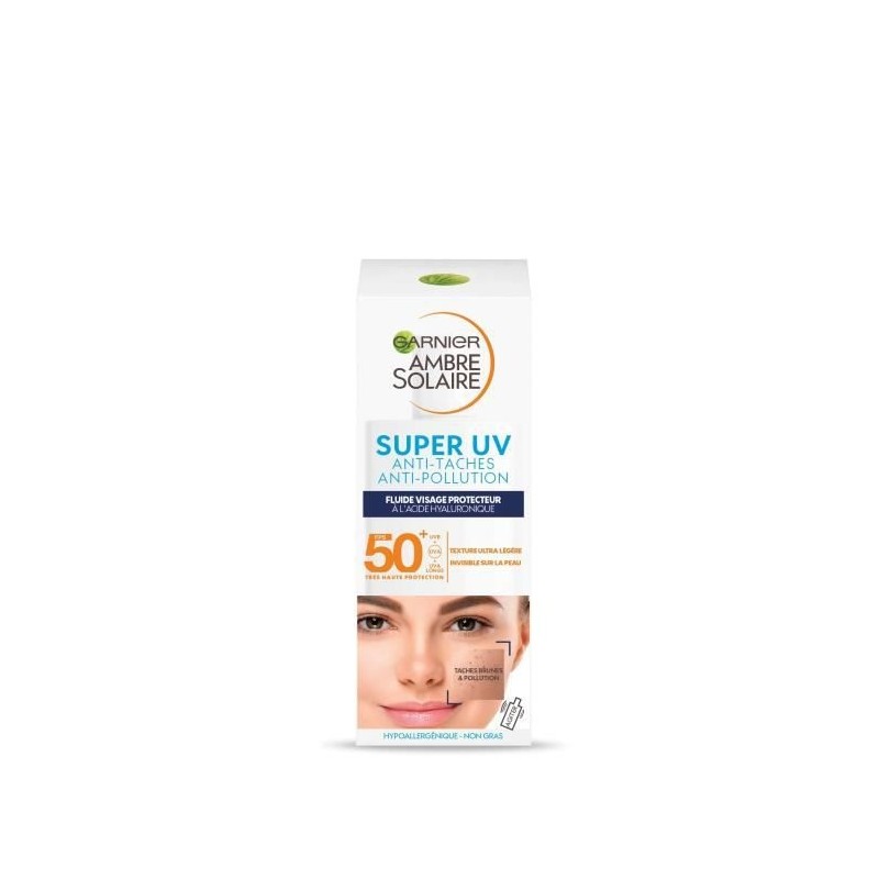 Anti-Taches Anti-Pollution Ambre Solaire Super UV GARNIER - Fluide Visage SPF50+ - 40 ml