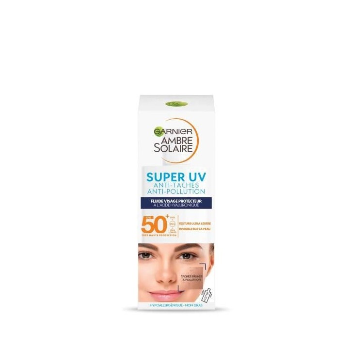 Anti-Taches Anti-Pollution Ambre Solaire Super UV GARNIER - Fluide Vis