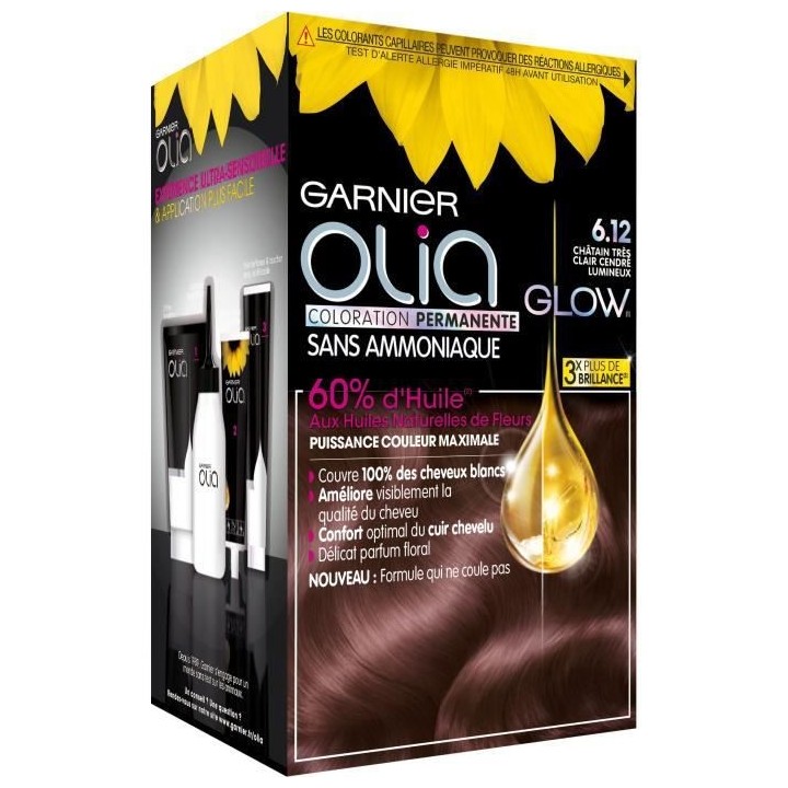 Coloration permanente Olia GARNIER - Sans ammoniaque - 6.12 Châtain t