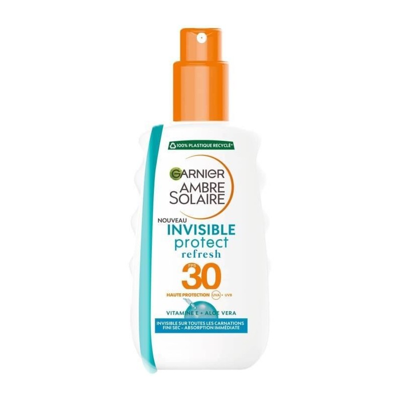 Spray Protecteur - GARNIER - Ambre Solaire - ReFresh SPF 30 - Invisible sur toutes les carnations - 200 ml