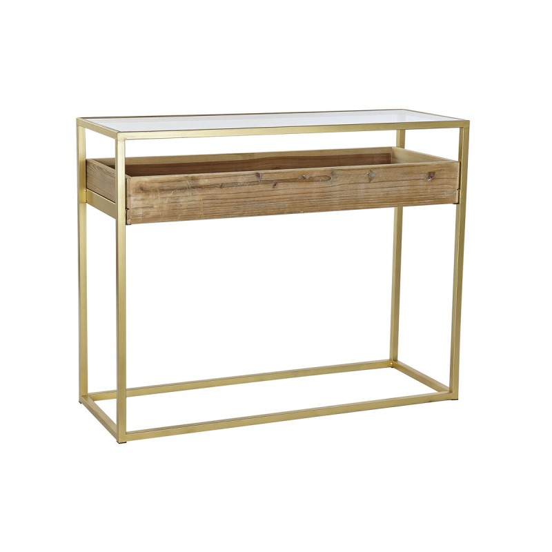 Console DKD Home Decor Doré Naturel Bois Métal Verre 100 x 38 x 80 cm