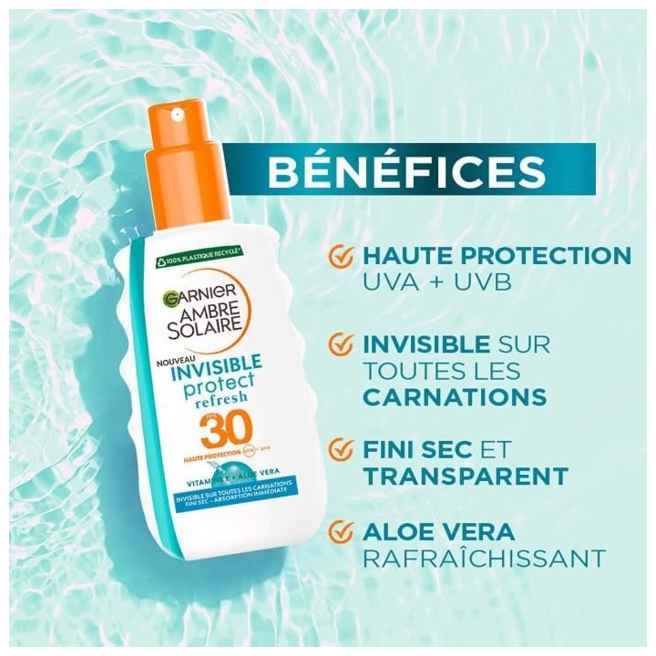 Spray Protecteur - GARNIER - Ambre Solaire - ReFresh SPF 30 - Invisibl