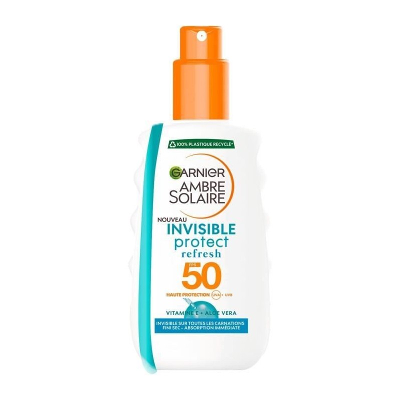 GARNIER Ambre Solaire Spray Protecteur ReFresh SPF 50 Invisible sur toutes les carnations