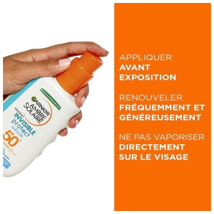 GARNIER Ambre Solaire Spray Protecteur ReFresh SPF 50 Invisible sur to