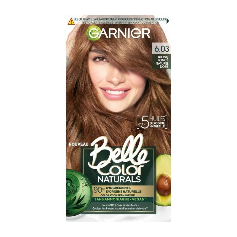 Coloration permanente Belle Color Naturals GARNIER - Sans ammoniaque - 63 Blond foncé naturel doré