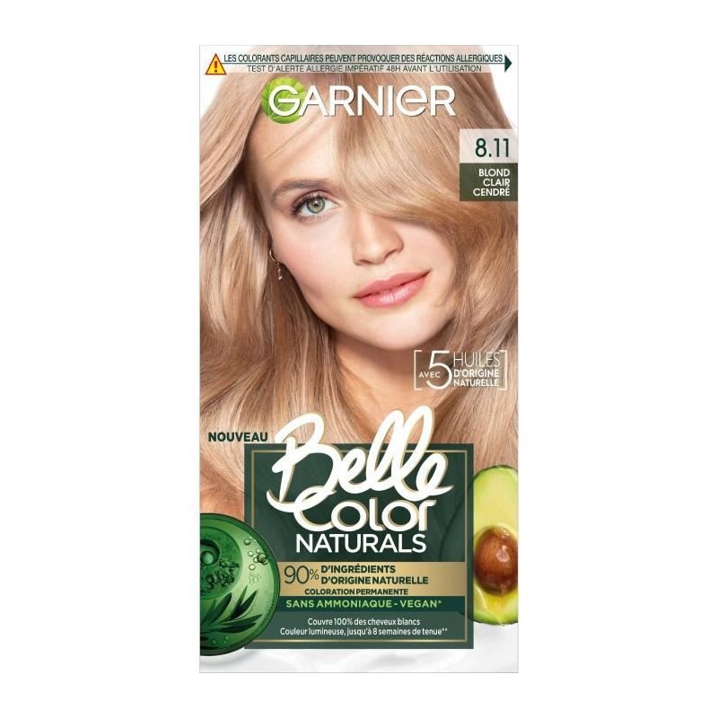 Coloration permanente Belle Color Naturals GARNIER - Sans ammoniaque - 8.11 Blond clair cendré