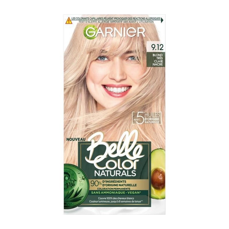 Coloration permanente Belle Color Naturals GARNIER - Sans ammoniaque - 9.12 Blond tres clair nacré