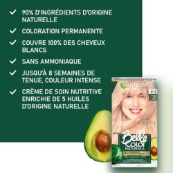 Coloration permanente Belle Color Naturals GARNIER - Sans ammoniaque - 9.12 Blond tres clair nacré