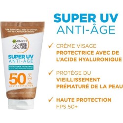 GARNIER Ambre Solaire Super UV Creme visage protectrice anti-âge a l'acide hyaluronique FPS 50 - 50 ml