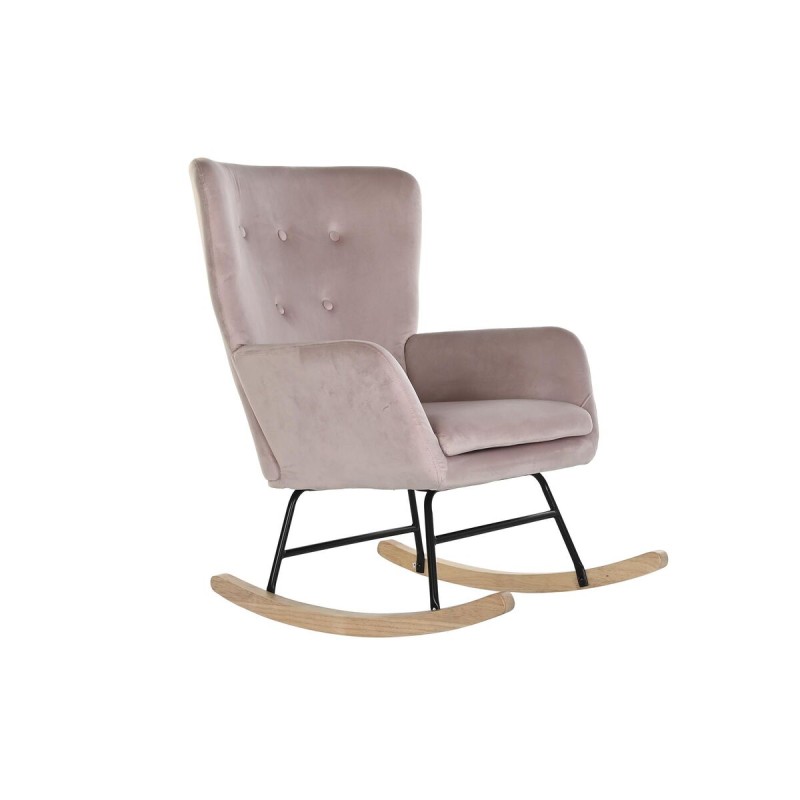 Fauteuil à Bascule DKD Home Decor Noir Rose Naturel Métal Plastique 68 x 90 x 92 cm 66 x 80 x 90 cm