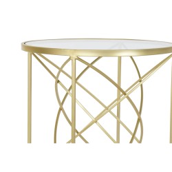 Table d'appoint DKD Home Decor Doré Métal Verre 50 x 50 x 51 cm