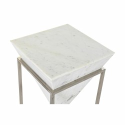 Table d'appoint DKD Home Decor Blanc Argenté Métal Marbre 36 x 36 x 60 cm