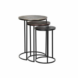 Set de 3 Tables Gigognes DKD Home Decor 44 x 44 x 61 cm Noir Doré Cuivre Aluminium